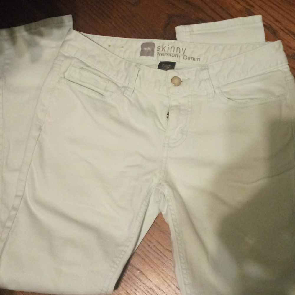 Mint green stretch jeans